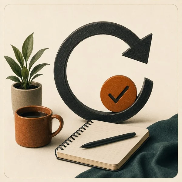 Still-life illustration representing a restart ritual after a setback
