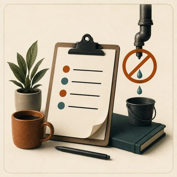 Still-life illustration representing stopping stress leaks in daily life